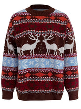 Load image into Gallery viewer, Geometric Round Neck Dropped Shoulder Sweater