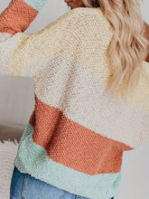 Load image into Gallery viewer, Color Block Round Neck Long Sleeve Sweater