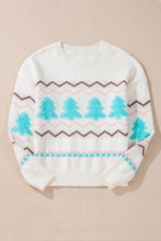 Load image into Gallery viewer, Christmas Tree Ribbed Hem Dropped Shoulder Sweater