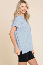 Load image into Gallery viewer, Culture Code Full Size Striped Short Sleeve Hooded Top