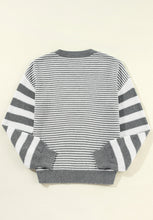 Load image into Gallery viewer, Striped Round Neck Dropped Shoulder Sweater