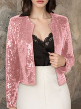Load image into Gallery viewer, Full Size Sequin Open Front Cropped Jacket