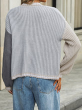 Load image into Gallery viewer, Contrast Open Front Long Sleeve Cardigan