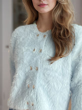 Load image into Gallery viewer, Heart Button Round Neck Cardigan