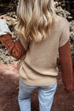 Load image into Gallery viewer, Color Block Round Neck Long Sleeve Sweater