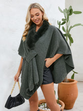 Load image into Gallery viewer, Fuzzy Trim Open Front Poncho