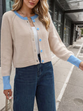 Load image into Gallery viewer, Contrast Button Up Long Sleeve Cardigan