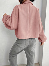 Load image into Gallery viewer, Collared Neck Dropped Shoulder Jacket
