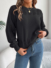 Load image into Gallery viewer, Openwork Round Neck Long Sleeve Sweater