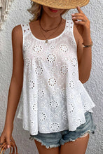 Load image into Gallery viewer, Eyelet Round Neck Wide Strap Tank