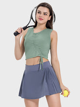 Load image into Gallery viewer, Drawstring Ruched Wide Strap Active Tank