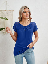 Load image into Gallery viewer, Lace Detail Round Neck Short Sleeve T-Shirt
