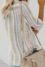 Load image into Gallery viewer, Striped Collared Neck Long Sleeve Shirt