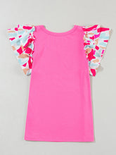 Load image into Gallery viewer, Ruffled Printed V-Neck Short Sleeve Blouse