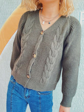 Load image into Gallery viewer, Cable-Knit V-Neck Button Down Long Sleeve Cardigan