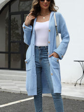 Load image into Gallery viewer, Pocketed Button Up Long Sleeve Hooded Cardigan