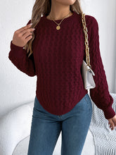 Load image into Gallery viewer, Asymmetric Hem Round Neck Long Sleeve Sweater