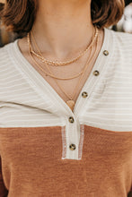 Load image into Gallery viewer, Color Block V-Neck Long Sleeve Top