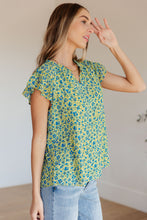 Load image into Gallery viewer, Anywhere We Go Flutter Sleeve Top in Blue Combo