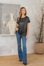 Load image into Gallery viewer, Shimmer Cuffed Top in Black