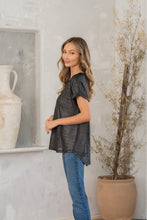 Load image into Gallery viewer, Shimmer Cuffed Top in Black