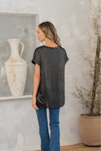 Load image into Gallery viewer, Shimmer Cuffed Top in Black