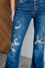 Load image into Gallery viewer, Gabriella Mid Rise Distressed Button Fly Flare Jeans