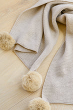 Load image into Gallery viewer, Knitted Fuzzy Pom Pom Scarf In Beige