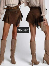 Load image into Gallery viewer, Fringed Suede Mini Skort