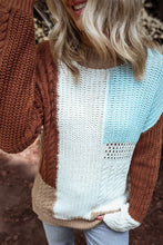 Load image into Gallery viewer, Color Block Round Neck Long Sleeve Sweater