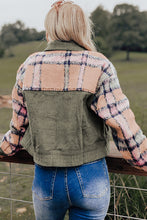 Load image into Gallery viewer, Plaid Corduroy Flap Pockets Button Up Jacket