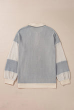 Load image into Gallery viewer, Color Block Collared Neck Long Sleeve Top