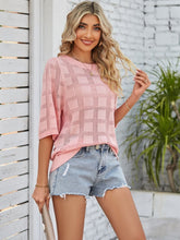 Load image into Gallery viewer, Openwork Round Neck Knit Top