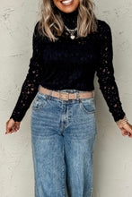 Load image into Gallery viewer, Crochet Turtleneck Long Sleeve Top
