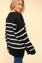 Load image into Gallery viewer, Haptics Full Size Striped Contrast Side Slit Sweater