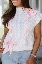 Load image into Gallery viewer, Cable-Knit Tied Mock Neck Cap Sleeve Sweater