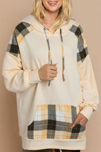Load image into Gallery viewer, Drawstring Plaid Long Sleeve Hoodie