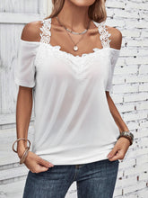 Load image into Gallery viewer, Full Size Lace Detail Short Sleeve T-Shirt