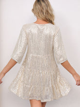 Load image into Gallery viewer, Sequin Round Neck Half Sleeve Mini Dress