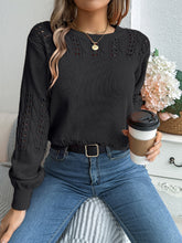 Load image into Gallery viewer, Openwork Round Neck Long Sleeve Sweater