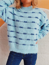 Load image into Gallery viewer, Striped Round Neck Long Sleeve Sweater