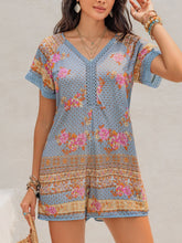Load image into Gallery viewer, Printed V-Neck Short Sleeve Romper