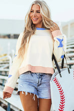 Load image into Gallery viewer, Star Contrast Round Neck Long Sleeve Sweatshirt
