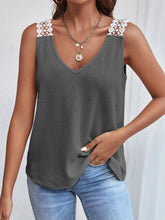 Load image into Gallery viewer, Lace Detail Waffle-Knit V-Neck Tank