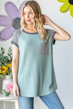 Load image into Gallery viewer, Heimish Full Size Striped Short Sleeve Waffle T-Shirt