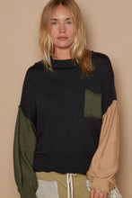 Load image into Gallery viewer, POL Color Block Roll Hem Hacci Sweater