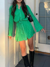 Load image into Gallery viewer, Tied Button Up Long Sleeve Dress