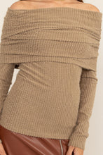 Load image into Gallery viewer, HYFVE Fuzzy Off shoulder Textured Knit Top