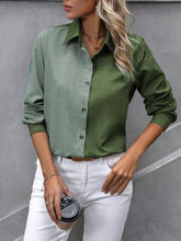 Load image into Gallery viewer, Contrast Collared Neck Long Sleeve Shirt