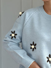 Load image into Gallery viewer, Flower Round Neck Raglan Sleeve Sweater